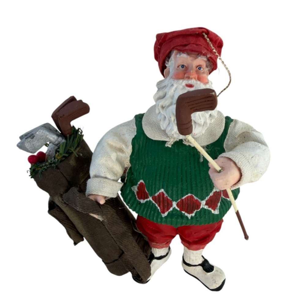 Vintage Golfer Santa Claus Classic Collectibles 1994 Christmas Ornament Figure